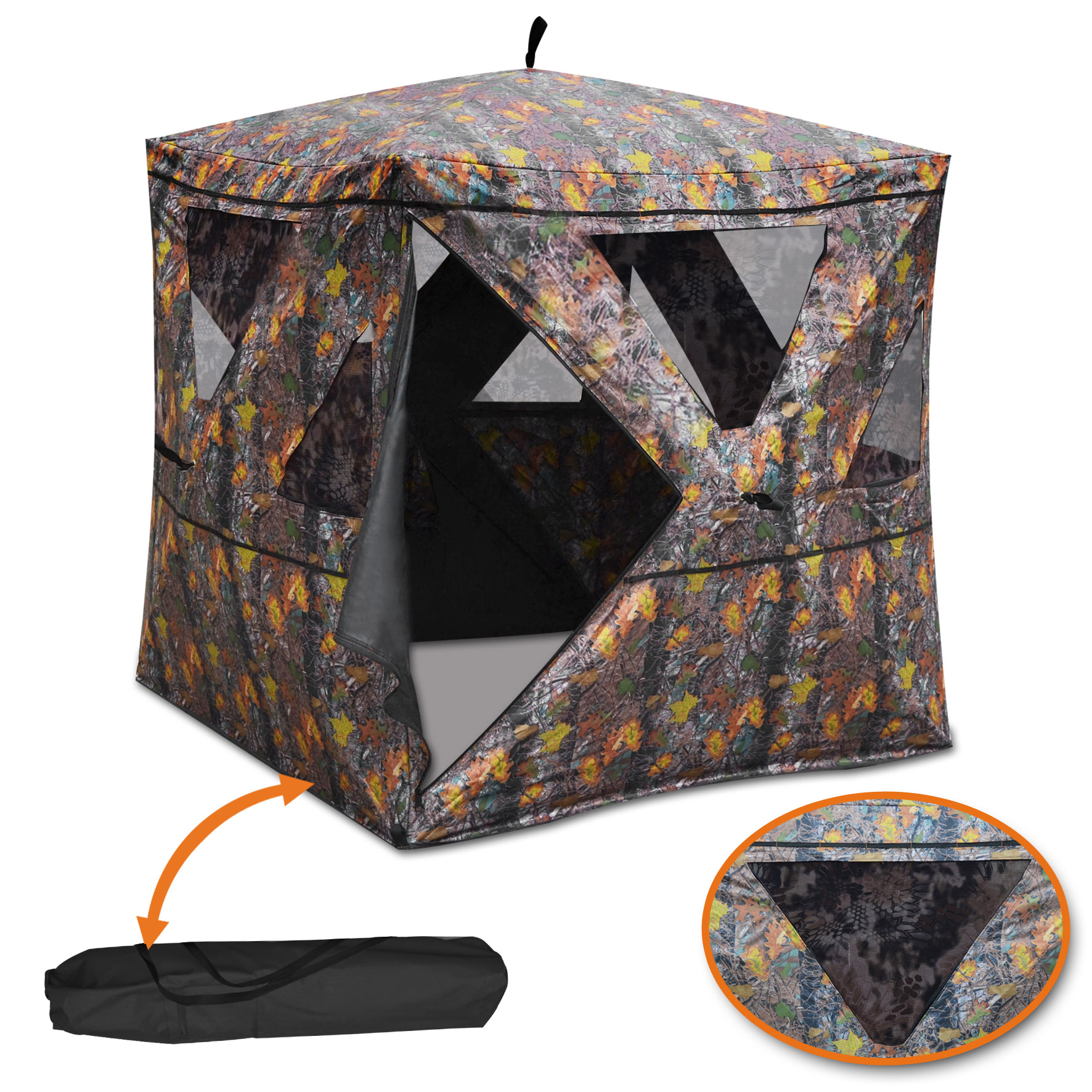Sunrise Outdoor Camouflage Hunting Blind Shooting Tent, Waterproof, for 2-3 Person, with Carry Bag