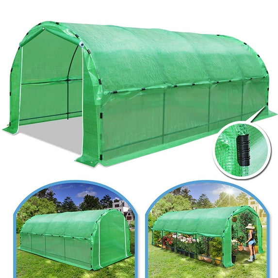 Sunrise Outdoor Large Heavy Duty Walk-In Plant Gardening Greenhouse, 20'x10'x7'