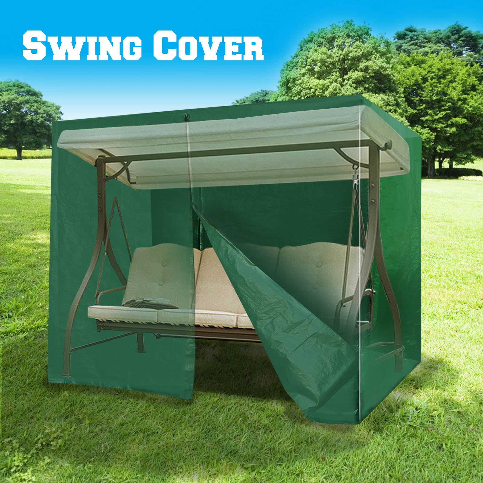 Sunrise Outdoor Patio 3 Seat Swing Cover Protector, Furniture Cover, Green