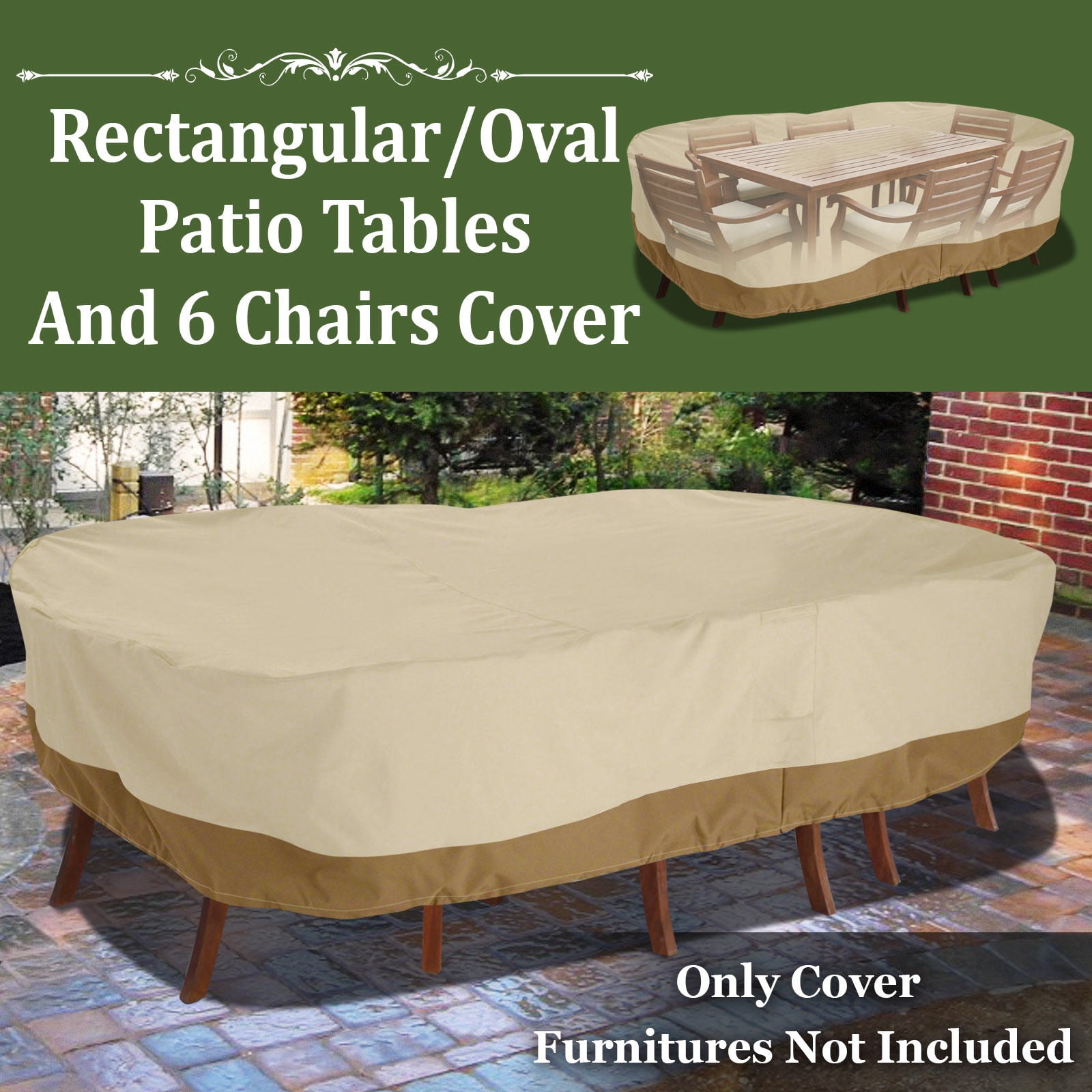 Sunrise Outdoor Patio Rectangular Oval Table and Chair Cover, Furniture