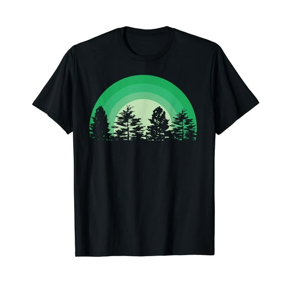 Sunrise Outdoors Forest Trees Wildlife Nature Crew Neck Black T-Shirt