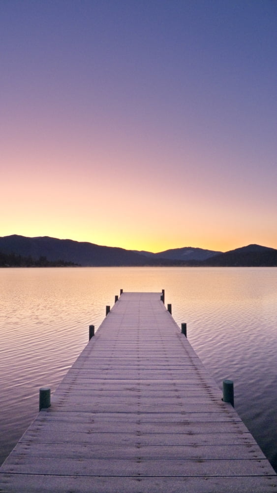 Sunrise Over A Dock In Lake Whatcom During Winter Bellingham Washington Usa Canvas Art - Kevin Smith Design Pics (11 x 20)