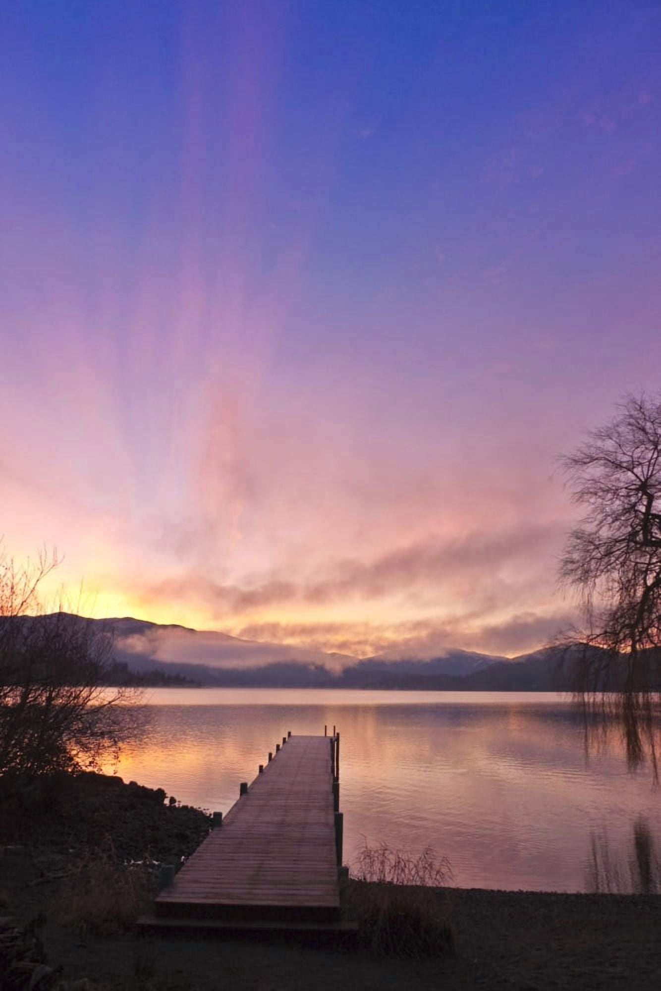 Sunrise Over A Dock In Lake Whatcom During Winter Bellingham Washington Usa Canvas Art - Kevin Smith Design Pics (22 x 34)