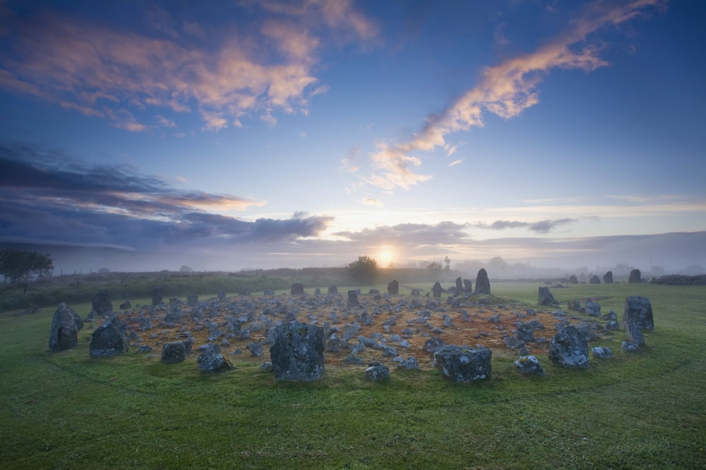Sunrise Over Beaghmore Stone Circles County Tyrone Northern Ireland Canvas Art - Gareth McCormack Design Pics (38 x 24)