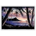 thumbnail image 1 of Sunrise Over Diamond Head - Vintage Hawaiian Black Velvet Art by Frank Oda (Hale Pua Studio) c.1940s - Master Art Print 10in x 14in, 1 of 4