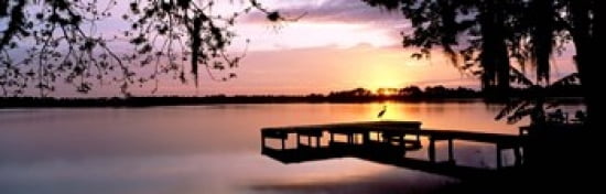 Sunrise Over Lake Whippoorwill Orlando Florida USA Canvas Art - Panoramic Images (36 x 12)