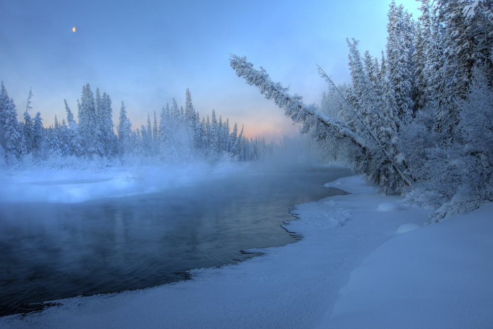 Sunrise Over Morley River Yukon Canvas Art - Robert Postma Design Pics (34 x 22)