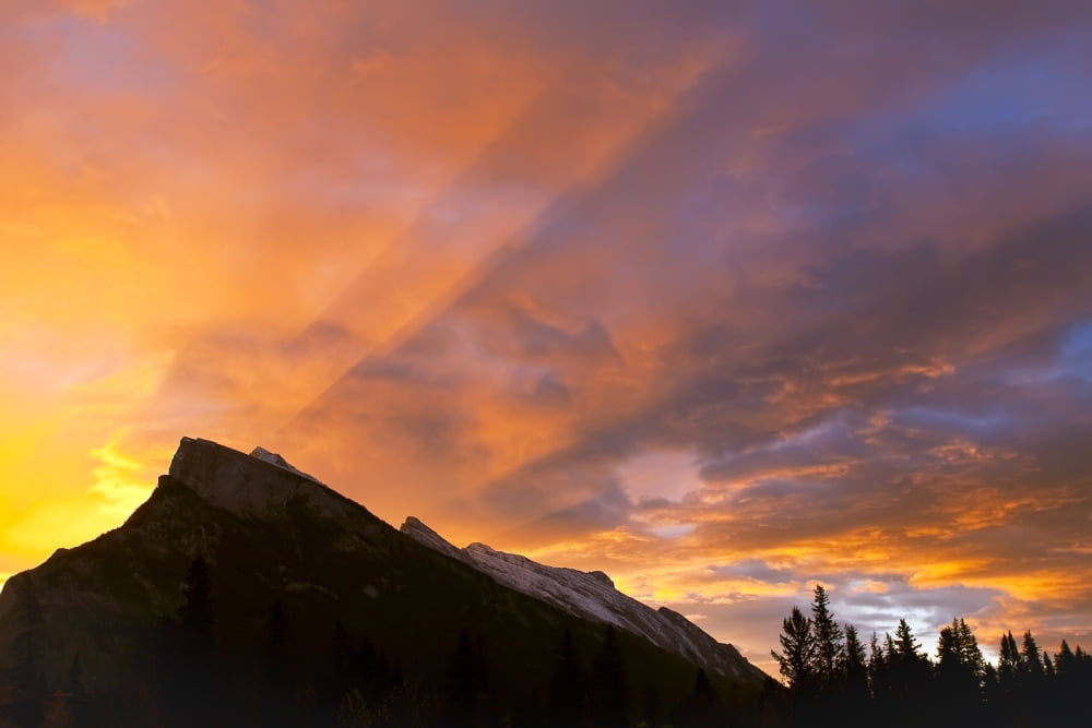 Sunrise Over Mount Rundle Banff National Park Alberta Canvas Art - Ken Gillespie Design Pics (34 x 22)