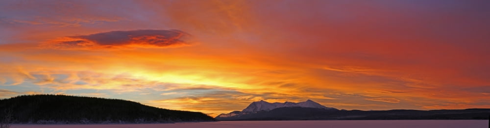 Sunrise Over Teslin Lake Teslin Yukon Canvas Art - Robert Postma Design Pics (29 x 7)