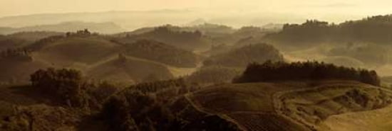 Sunrise Over Tuscany Canvas Art - Shelley Lake (12 x 36)