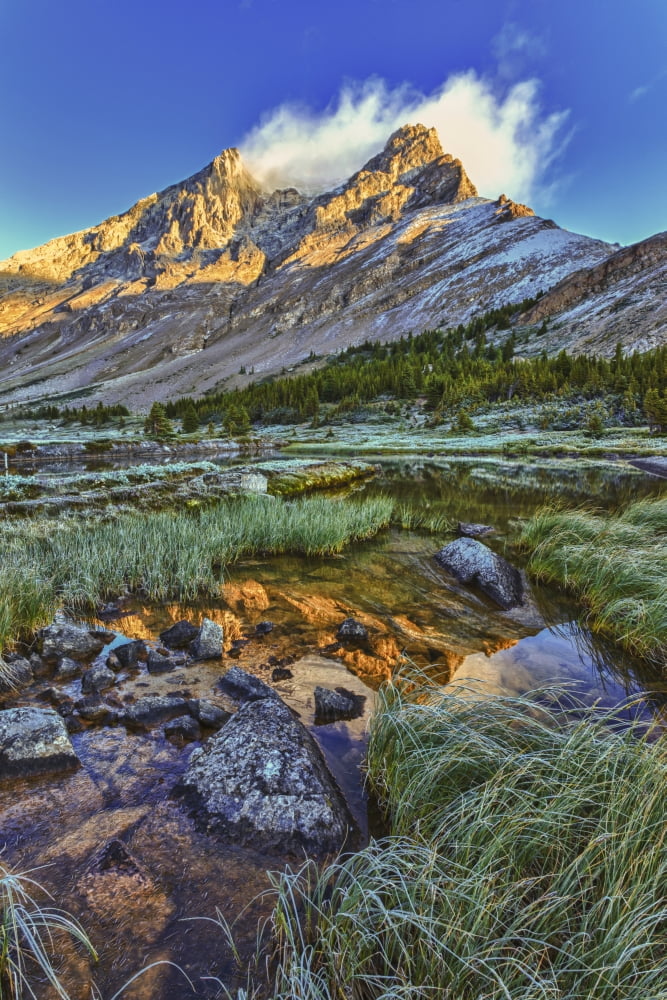 Sunrise Over A Peak Reflected In A Tarn Below Baker Lake In The Skoki Wilderness In Banff National Park Banff Alberta Canada Canvas Art - Ron Watts Design Pics (24 x 36)