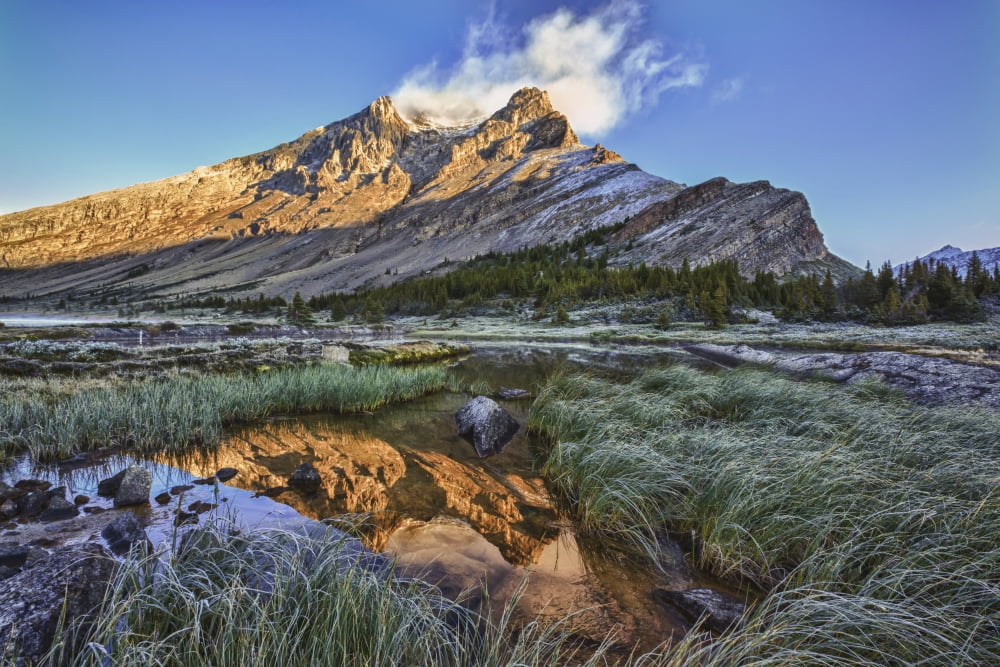 Sunrise Over A Peak Reflected In A Tarn Below Baker Lake In The Skoki Wilderness In Banff National Park Banff Alberta Canada Canvas Art - Ron Watts Design Pics (36 x 24)