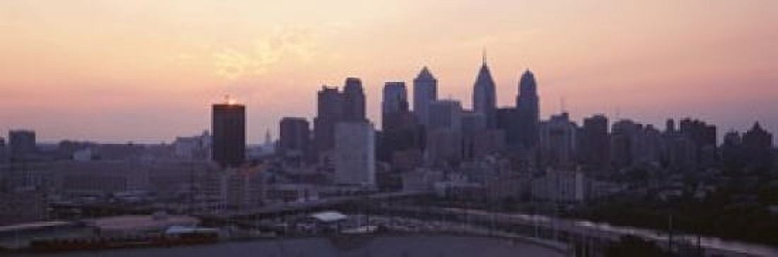 Sunrise Philadelphia PA USA Canvas Art - Panoramic Images (18 x 6)