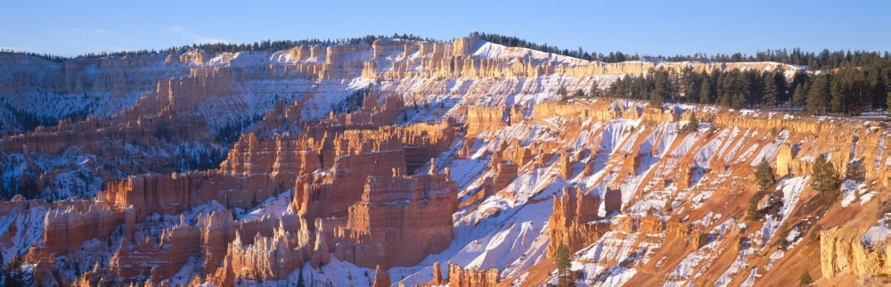 Sunrise Red Rocks & Snow Bryce Canyon National Park Southern Utah Canvas Art - Panoramic Images (36 x 12)