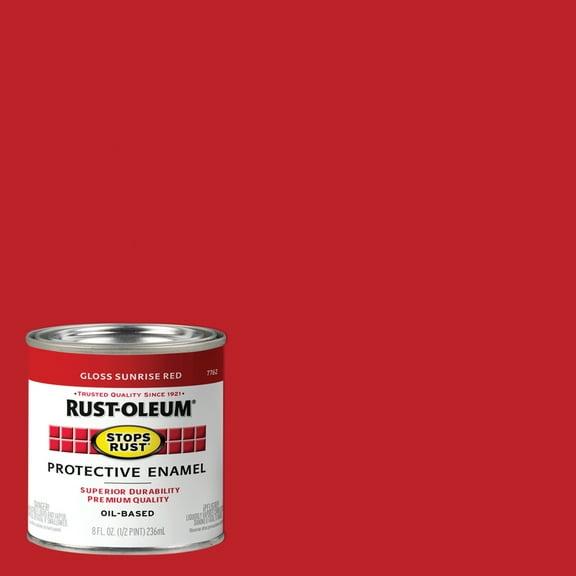 6 Pack, Sunrise Red, Rust-Oleum Stops Rust Gloss Protective Enamel- 7762730, 1/2 Pint