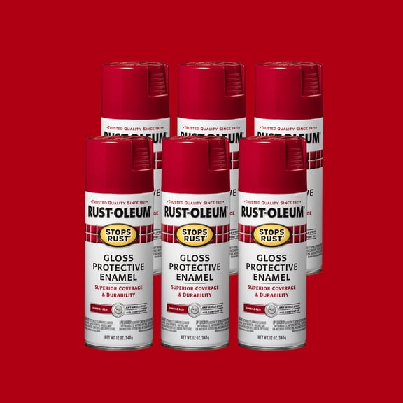Rust-Oleum 7762830 Rust-Oleum Stops Rust Sunrise Red Gloss 72 oz Spray Paint, 6 Pieces 6 Pack