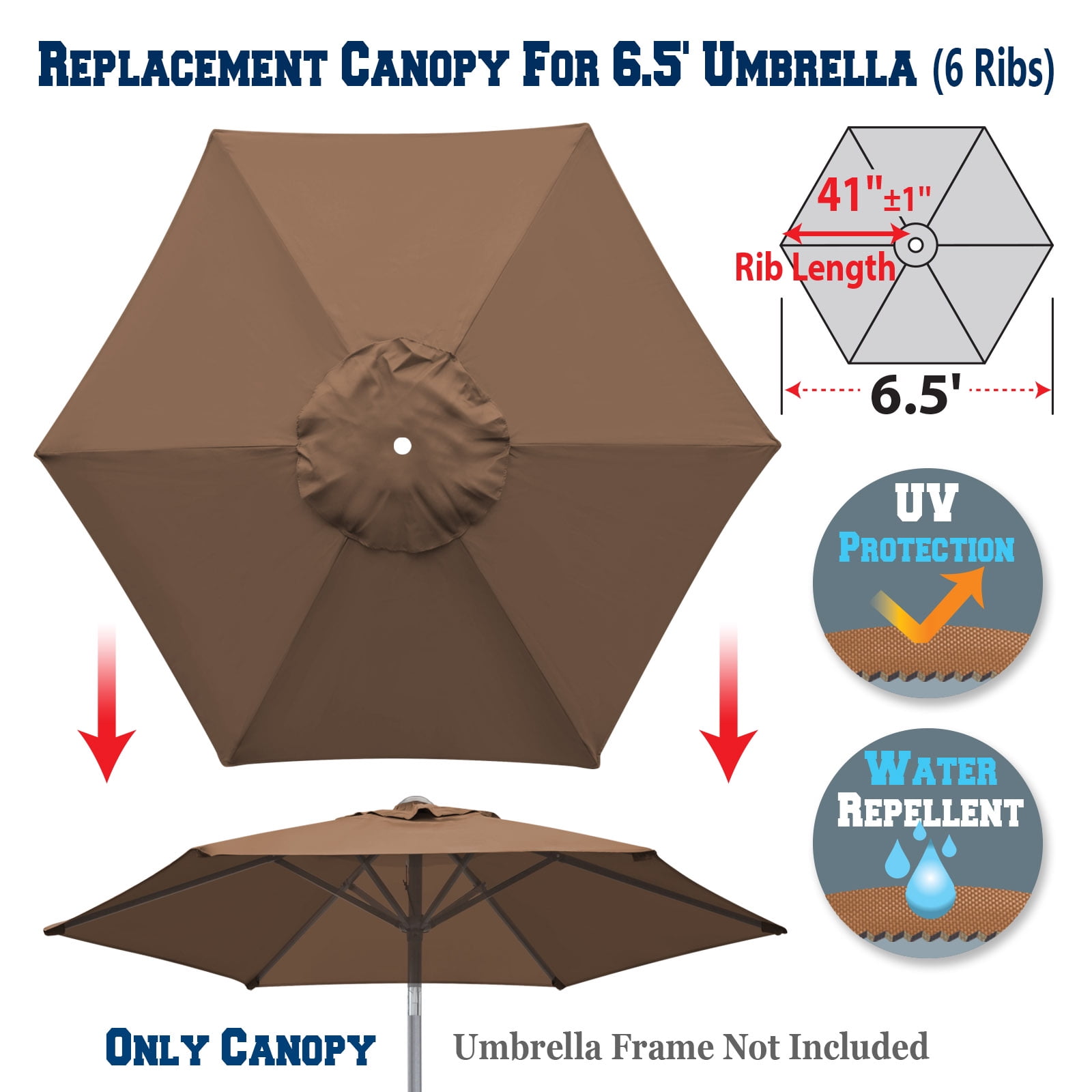 6.5 ft patio umbrella replacement canopy 6 ribs ZYANLING Sun6.5ft 9ft 10ft Patio Parasol Canopy Cover Cantilever Parasol Top Fabric Cover Sunshade Cloth Market Table Umbrella Replacement Canopy : Patio, Lawn & faded umbrella canopy formosa covers 9ft Market Patio