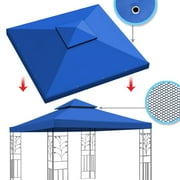 SUNRISE UMBRELLA Sunrise Replacement top cover for 10'X10' gazebo canopy patio pavilion sunshade plyester Double tier-Blue