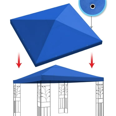 Sunrise Replacement top cover for 10'X10' gazebo canopy patio pavilion sunshade plyester single tier-Blue