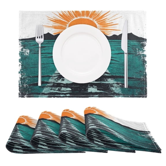 Sunrise Reversible Placemat Non Slip Coffee Mat 18x12 Inch for Dining, Kitchen, Coffee