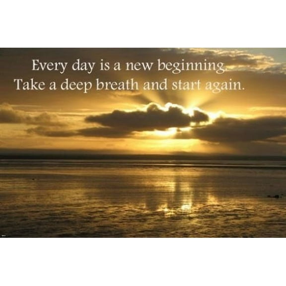 Sunrise Robuck Bay Motivational Quote Golden Light Calm Water 24" x 0.01" Poster, by HSE USA