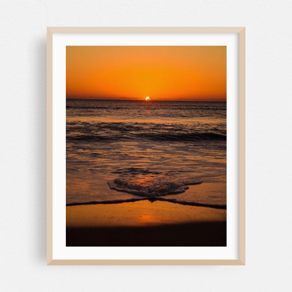 Sunrise in Saint Augustine Beach - St. Augustine Beach Florida Photography Sunset Beach Ocean Seascape Nature Coast Waves Oak Framed Wall Art Print 6 x 8 inches