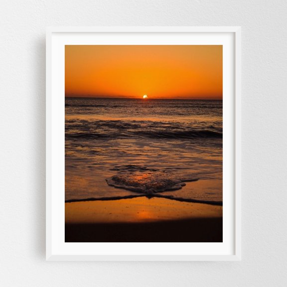Sunrise in Saint Augustine Beach - St. Augustine Beach Florida Photography Sunset Beach Ocean Seascape Nature Coast Waves White Framed Wall Art Print 6 x 8 inches