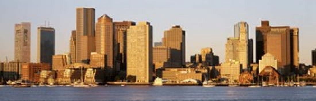 Sunrise Skyline Boston Massachusetts USA Canvas Art - Panoramic Images (18 x 6)