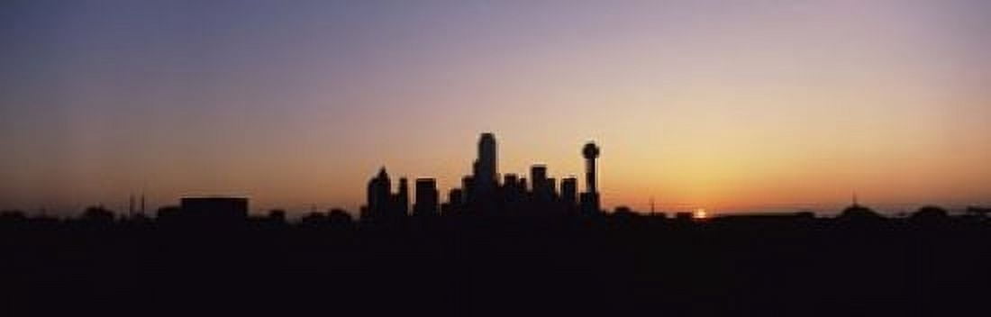 Sunrise Skyline Dallas TX USA Canvas Art - Panoramic Images (18 x 6)