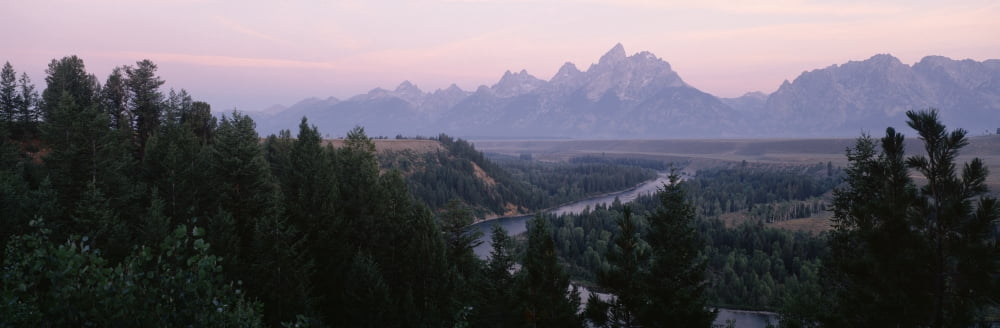 Sunrise Snake River Overlook Grand Teton National Park WY USA Canvas Art - Panoramic Images (27 x 9)