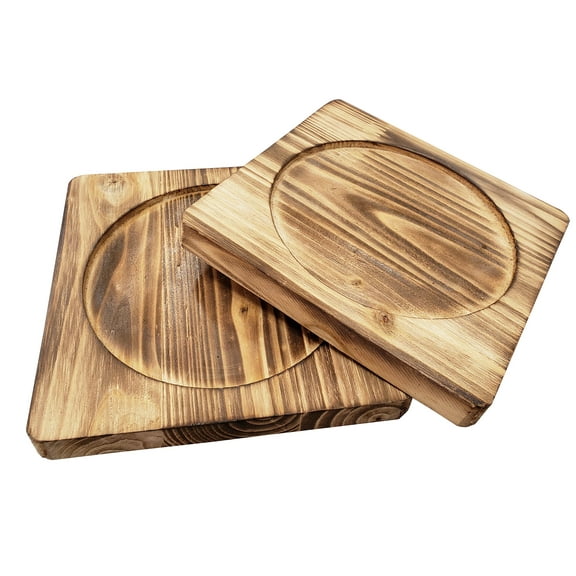 Sunrise Square Wood Underliner / Trivet for Cast Iron / Hot Dish (7" x 7") - Pack of 2