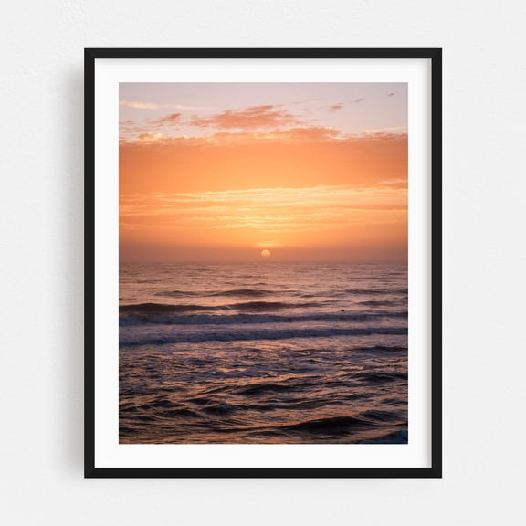 Sunrise at St. Augustine Beach - St. Augustine Beach Florida Photography Sunset Ocean Seascape Waves Coastal Beach Landscape Black Framed Wall Art Print 8 x 10 inches