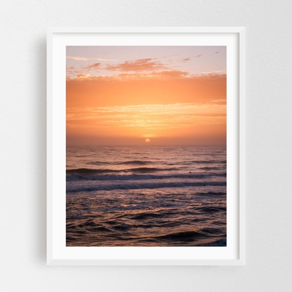 Sunrise at St. Augustine Beach - St. Augustine Beach Florida Photography Sunset Ocean Seascape Waves Coastal Beach Landscape White Framed Wall Art Print 12 x 16 inches