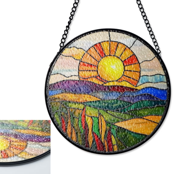 Sunrise Stained Glass Suncatcher, Window Hanging Garden Decor