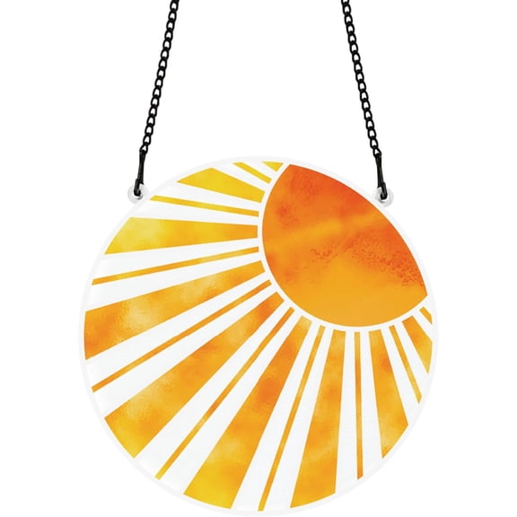 Sunrise Stained Suncatcher Window Wall Art Hanging Ornament Painted Diffused Sunlight Art Crafts Suncatcher for for Garden Home Indoor Outdoor Hanging Decor Housewarming Gift