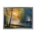 thumbnail image 1 of Sunrise Summer With Beautiful River Spring Forest 32 in x 24 in Framed Painting Canvas Art Print, by Designart, 1 of 4