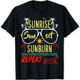 thumbnail image 1 of Sunrise Sunburn Sunset Repeat Beach Island Cruise Vacation T-Shirt Black Large, 1 of 4