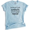 thumbnail image 1 of Sunrise Sunburn Sunset Repeat Shirt, Unisex Women's Men's Shirt, Beach Shirt, Vacation Shirt, Heather Light Blue, 3X-Large, 1 of 6