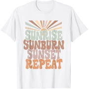 Sunrise Sunburn Sunset Repeat Summer Women Men T-ShirtMen and women, White T-shirt, size Extra large