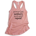 thumbnail image 1 of Sunrise Sunburn Sunset Repeat Tank Top, Ladies Racerback Tank Top, Beach Tank, Vacation Tank, Desert Pink, Small, 1 of 3