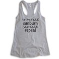 thumbnail image 1 of Sunrise Sunburn Sunset Repeat Tank Top, Ladies Racerback Tank Top, Beach Tank, Vacation Tank, Heather Gray, Medium, 1 of 3
