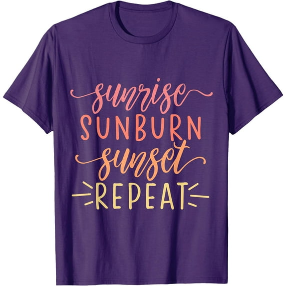 Sunrise Sunburn Sunset Repeat Unisex T-Shirt for Men Women Kids Toddler,Purple Color,Size YXL