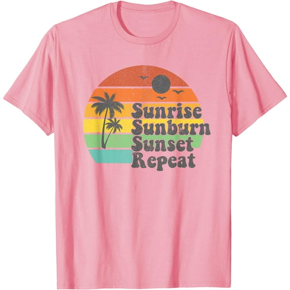 Sunrise Sunburn Sunset Repeat Vacation Summer Unisex T-Shirt for Men Women Kids Toddler,Light Pink Color,Size YL