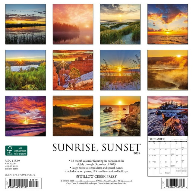 Sunrise, Sunset 2025 12 X 12 Wall Calendar (Calendar)