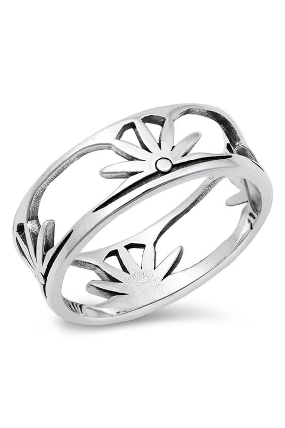 Sunrise Sunset Burst Sun Flower Ring .925 Sterling Silver Band Jewelry Female Male Unisex Size 7