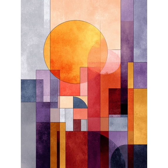 Sunrise Sunset Geometric Abstract Canvas Print Apartment Hotel Decor