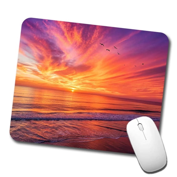Sunrise Sunset Over The Ocean Beach Mouse Pad Low Profile Gaming Mat