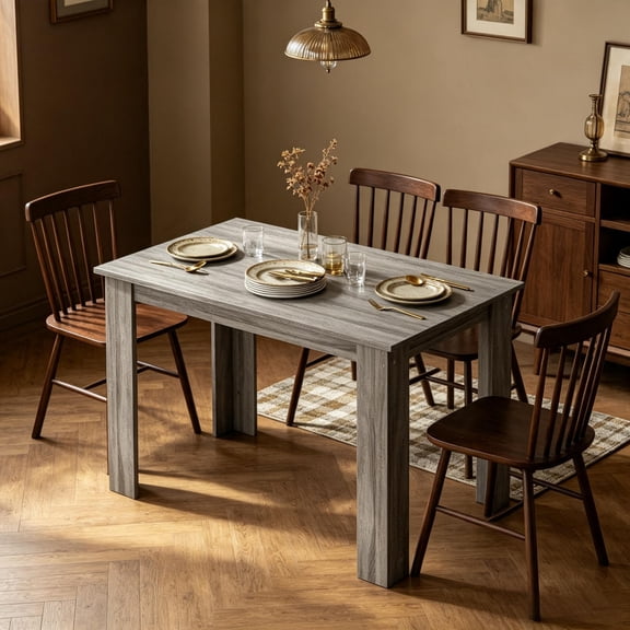 Sunrise Tech Minimalist Kitchen Table, Rectangular Multi Purpose Dining Table, Modern Water Resistant Wood Grain Tabletop, Seats 6, Space Saving for Small Kitchen, Dining Room, Apartment, Table Only