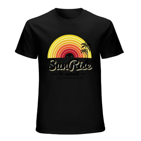 Sunrise To Sunset Vintage T-shirt Mens Cotton Classic Crewneck Short Sleeve Tees Unisex Black S