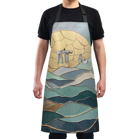 Sunrise Wave Art Chef Kitchen Apron with Pockets for Women Waterproof Aprons for Cooking Baking